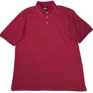 Nike Golf Men's T-Shirt Size Large Red & White Striped Soft Dry-fit Polo L Tee